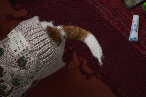 404 Intasia Cable knit with hand made pompom