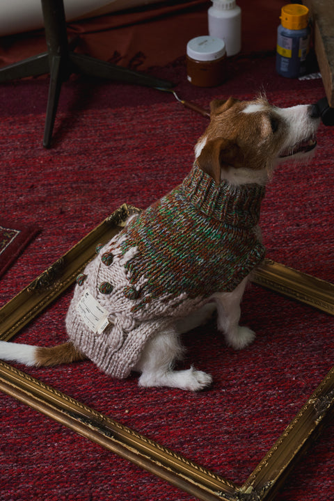 404 Intasia Cable knit with hand made pompom