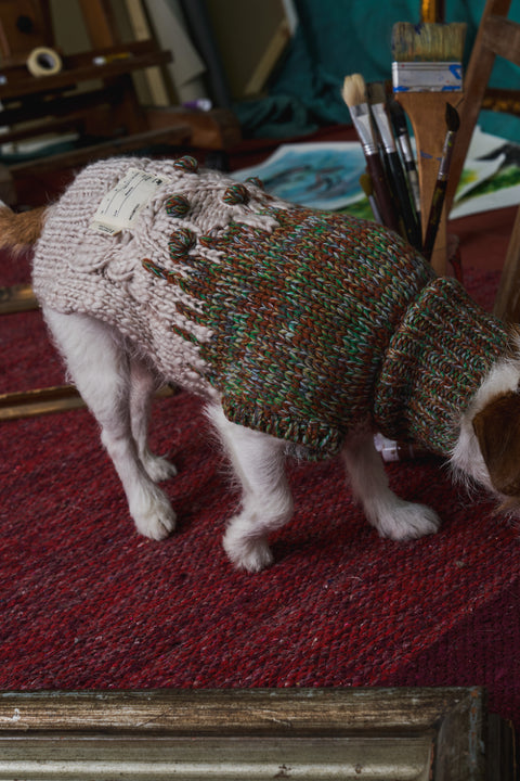 404 Intasia Cable knit with hand made pompom