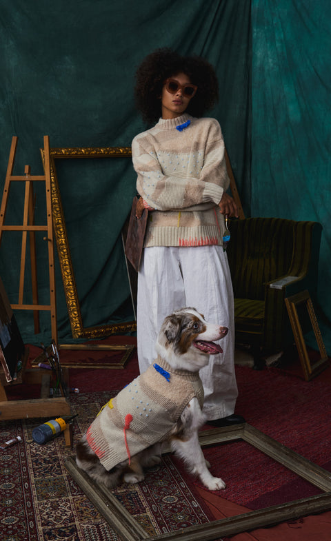 405 Pet Multipe Intarsia knitwear with hand embroidery