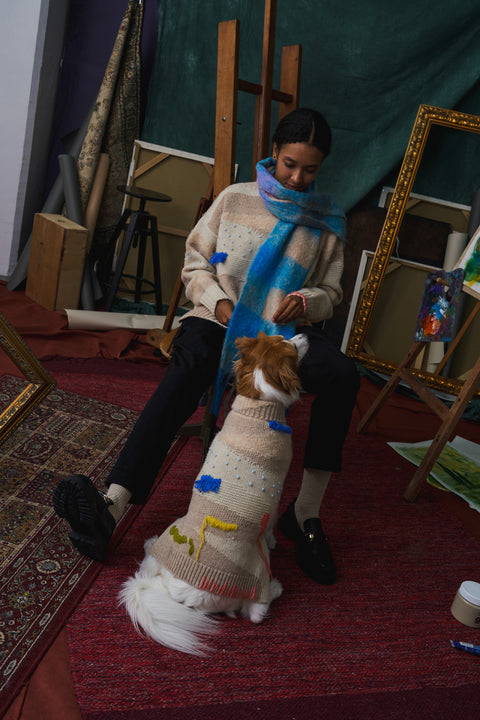 405 Pet Multipe Intarsia knitwear with hand embroidery