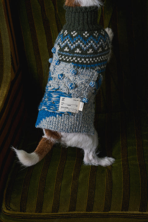 406 Pet Kniwear Cable Knit with Jacquard & Handmade Pompom