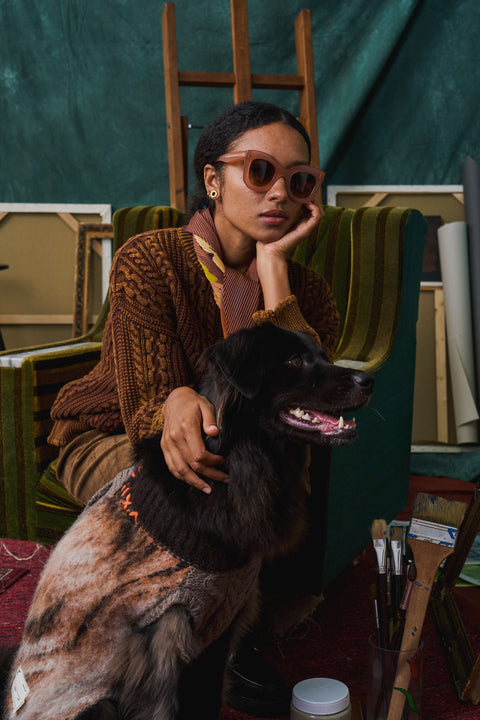 409 Jacquard & Cable Patch Pet knitwear