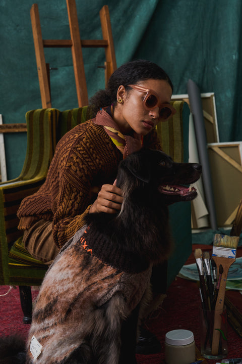409 Jacquard & Cable Patch Pet knitwear