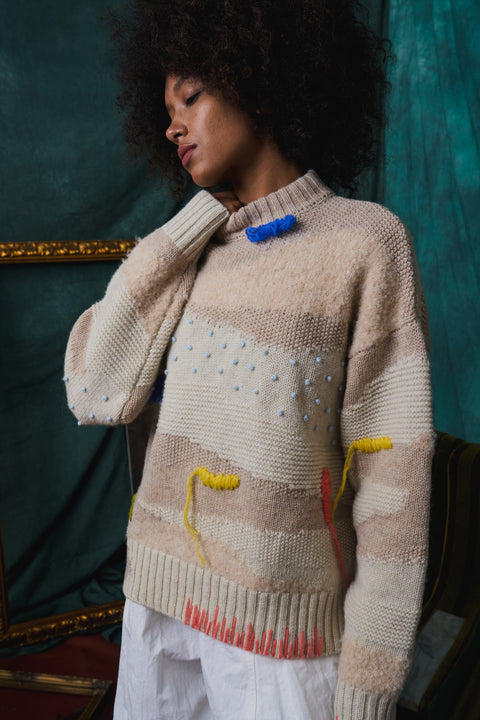 H01 Crewneck intarsia knitwear