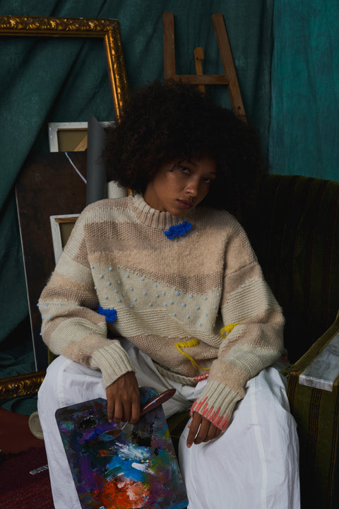H01 Crewneck intarsia knitwear